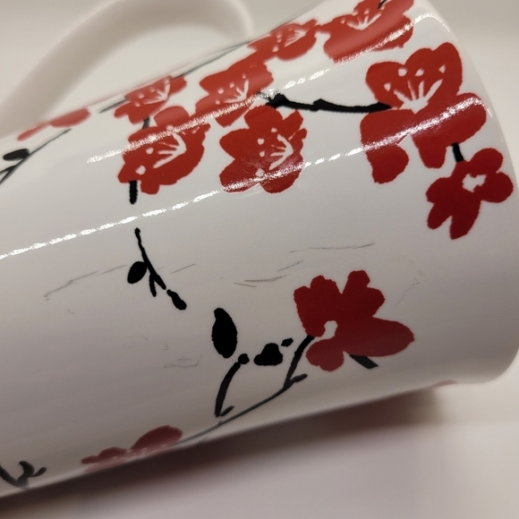222 Fifth Mia Blossom Red Porcelain Fine Tall Coffee Mug Cup - Picture 10 of 10